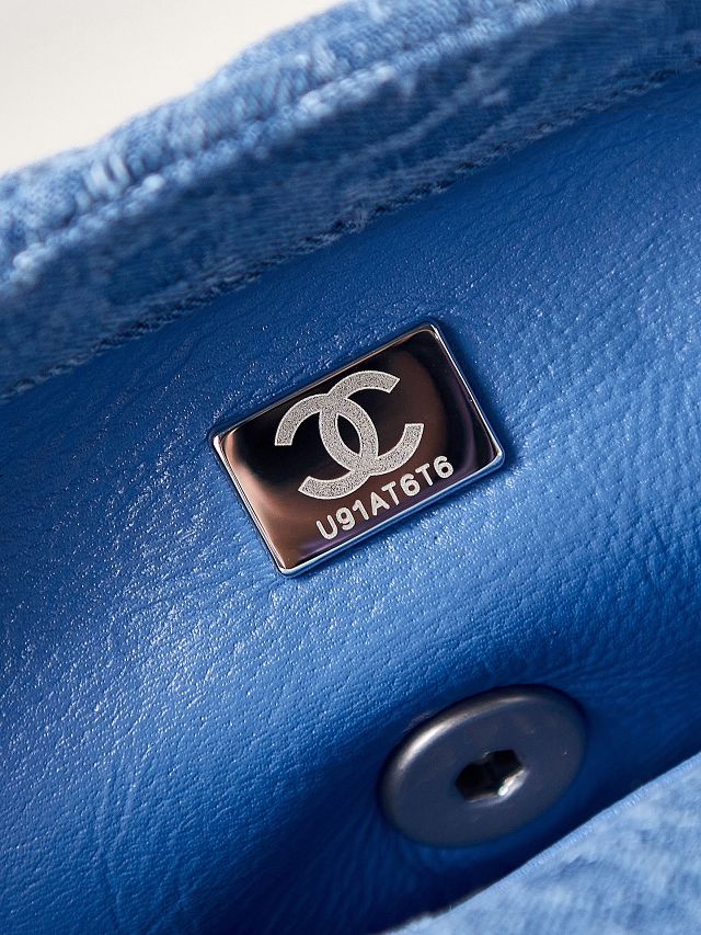 CC original denim mini flap bag AS3828 blue