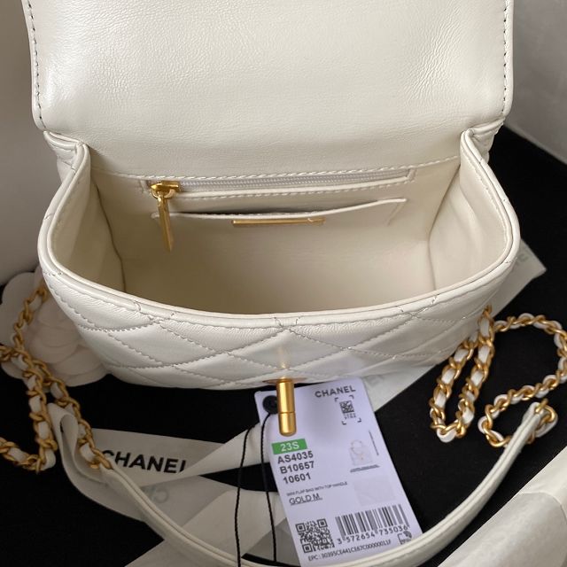 CC original lambskin mini top handle bag AS4035 white