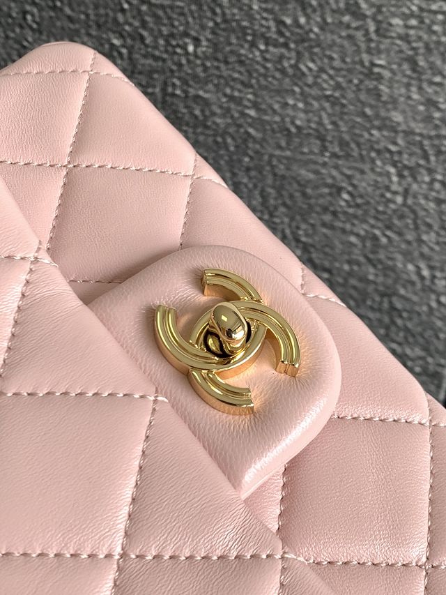 CC original lambskin small top handle bag AS4023 pink