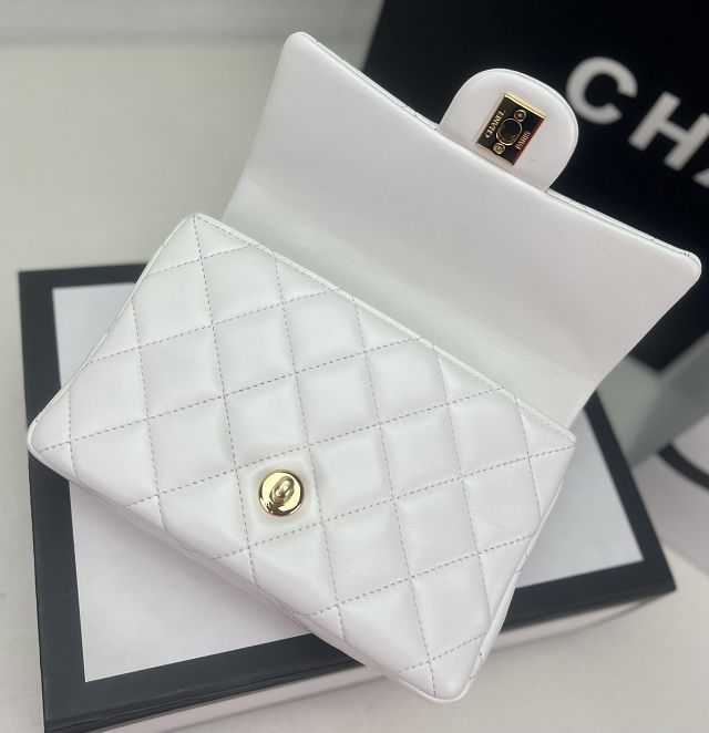 CC original lambskin small top handle bag AS4023 white