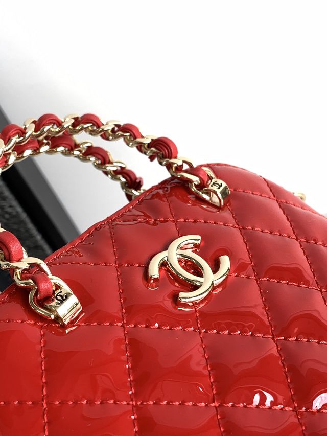 CC original patent calfskin clutch with chain AP3354 red