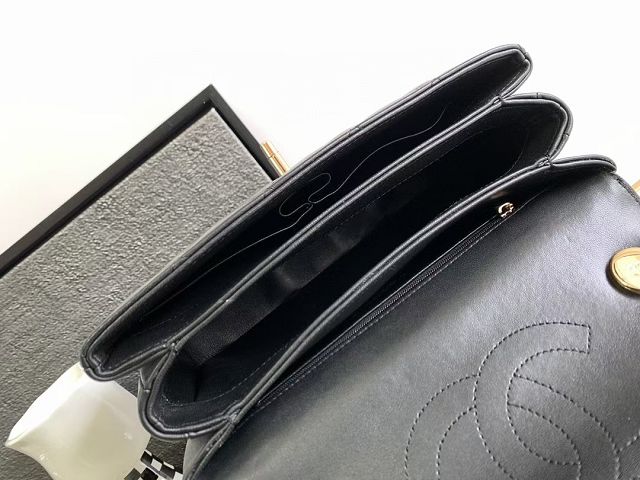 CC original lambskin top handle flap bag A92236 black