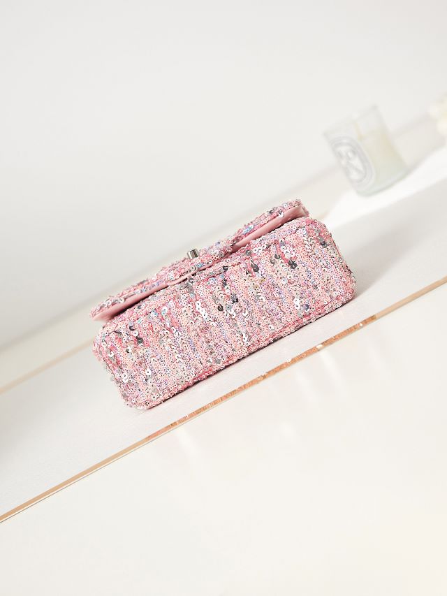 CC original sequins medium flap bag AS3965 pink