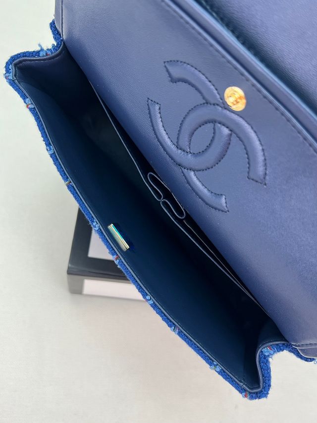 CC original tweed medium flap bag A01112 blue
