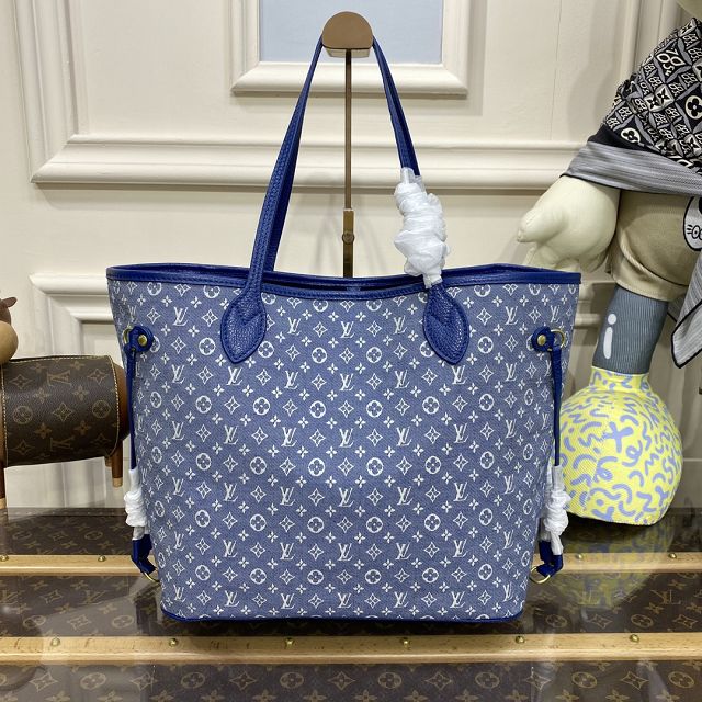 2023 Louis vuitton original denim neverfull mm M40995 blue