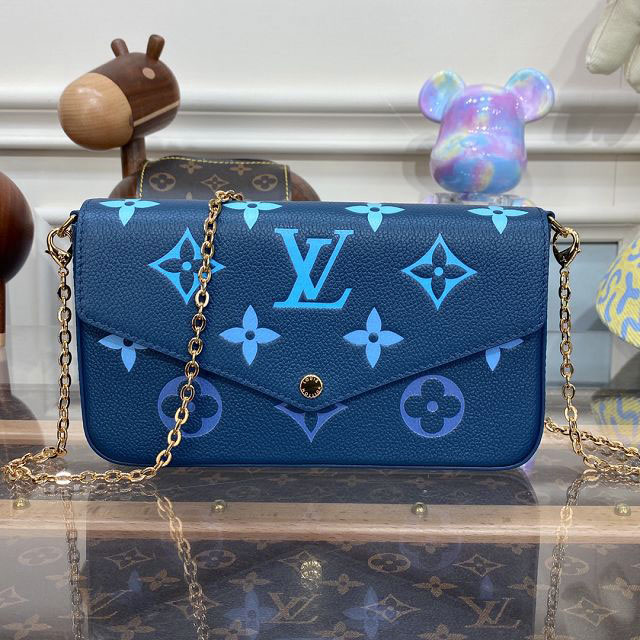 2023 Louis vuitton original calfskin pochette felicie M82349 blue