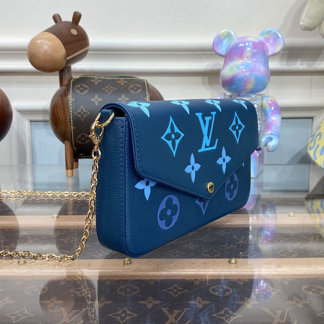 2023 Louis vuitton original calfskin pochette felicie M82349 blue