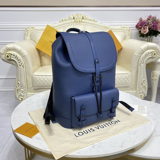 Louis vuitton original calfskin christopher backpack M58644 blue