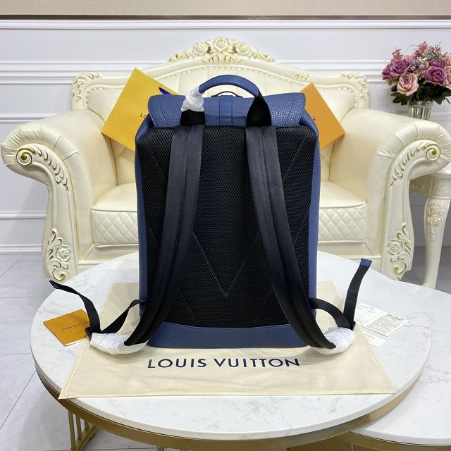 Louis vuitton original calfskin christopher backpack M58644 blue