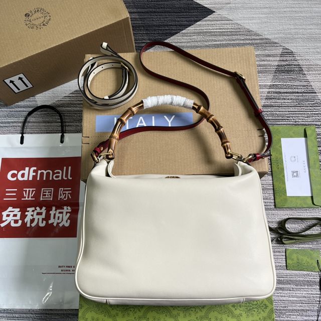 2023 GG original calfskin large diana shoulder bag 746245 white