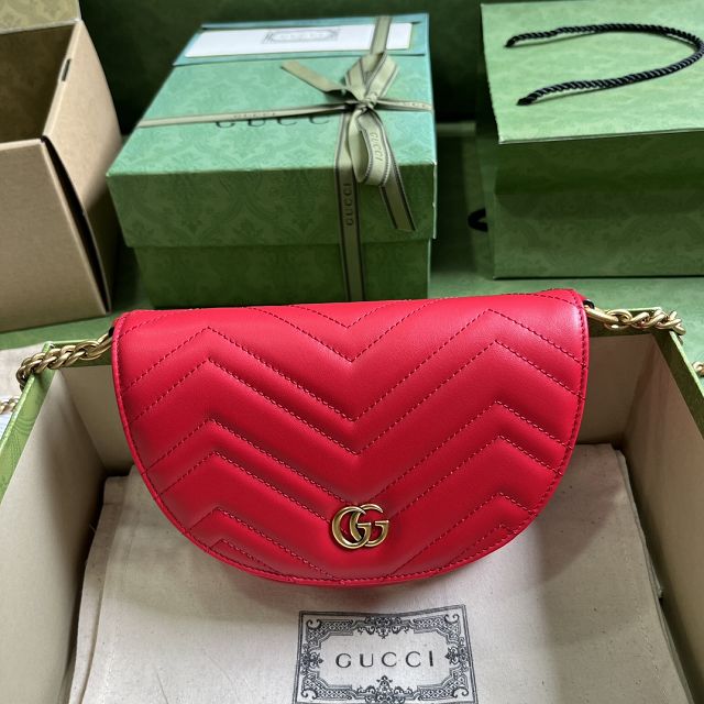 GG original calfskin marmont mini chain bag 746431 red