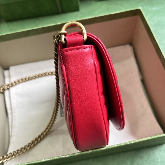 GG original calfskin marmont mini chain bag 746431 red