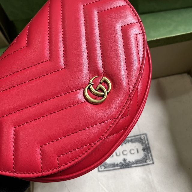 GG original calfskin marmont mini chain bag 746431 red