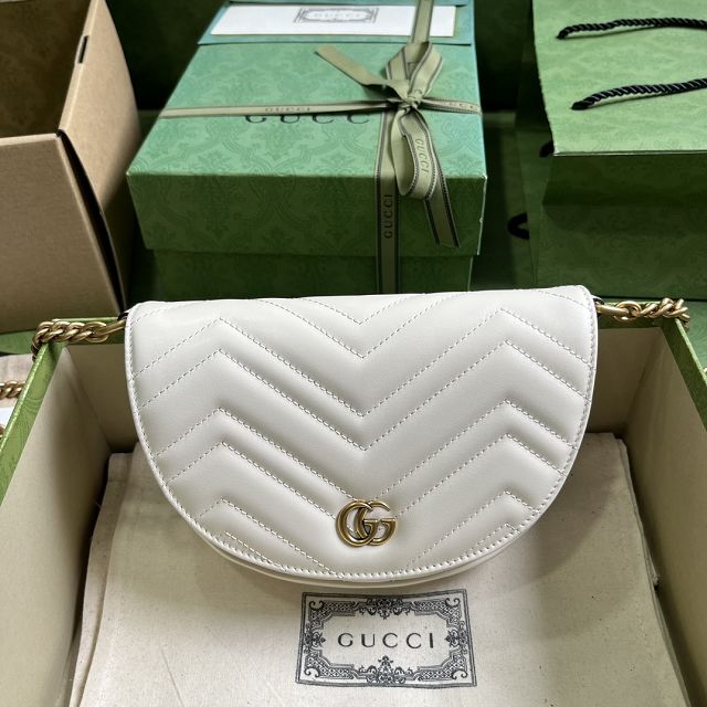 GG original calfskin marmont mini chain bag 746431 white