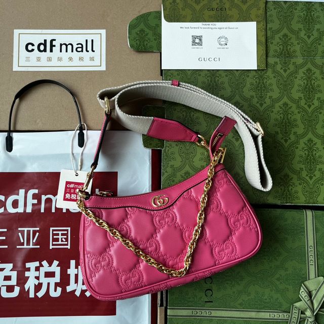 2023 GG original matelasse leather handbag 735049 rose red