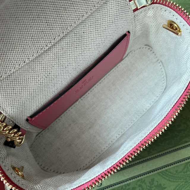 GG original matelasse leather top handle mini bag 723770 rose red