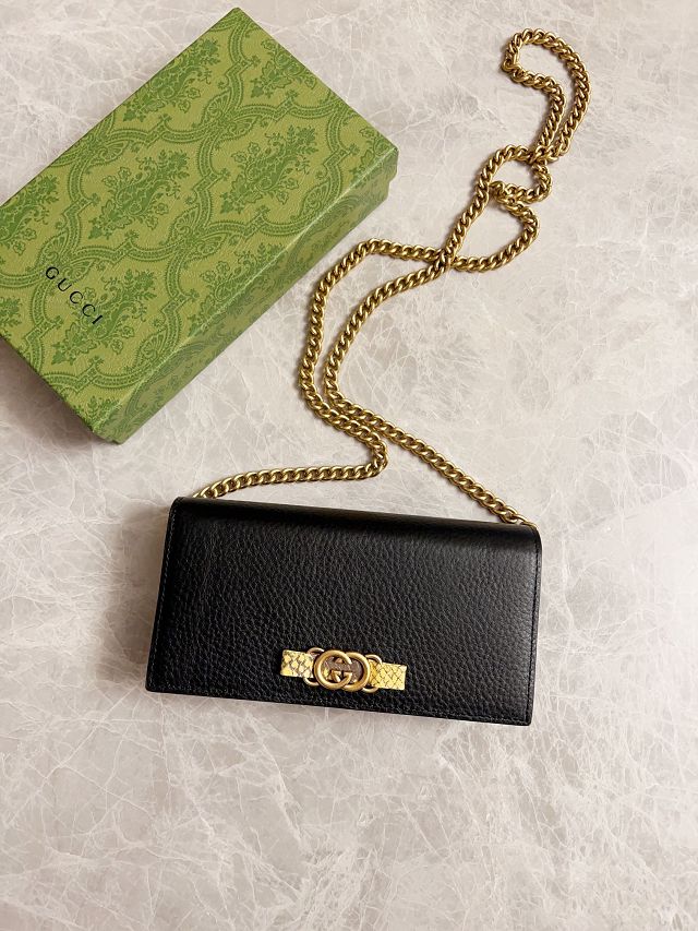GG original calfskin chain wallet 746056 black