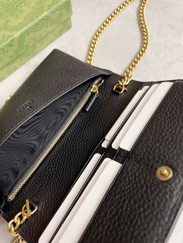 GG original calfskin chain wallet 746056 black