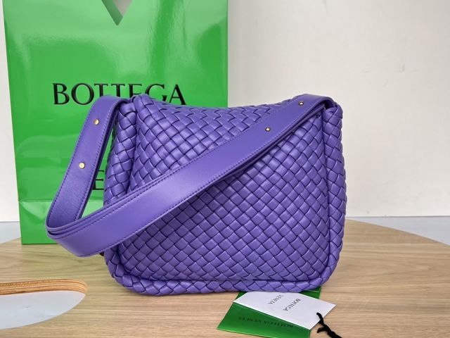 BV original lambskin cobble shoulder bag 709418 purple