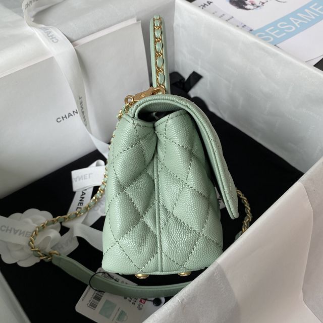 CC original grained calfskin mini coco handle bag AS2215-2 green