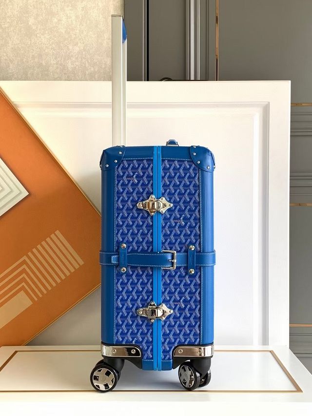 Goyard handmade original canvas&calfskin bourget trolley case GY0033 blue