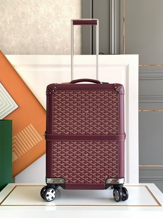 Goyard handmade original canvas&calfskin bourget trolley case GY0033 bordeaux