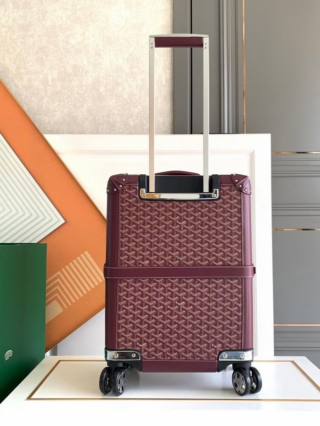 Goyard handmade original canvas&calfskin bourget trolley case GY0033 bordeaux