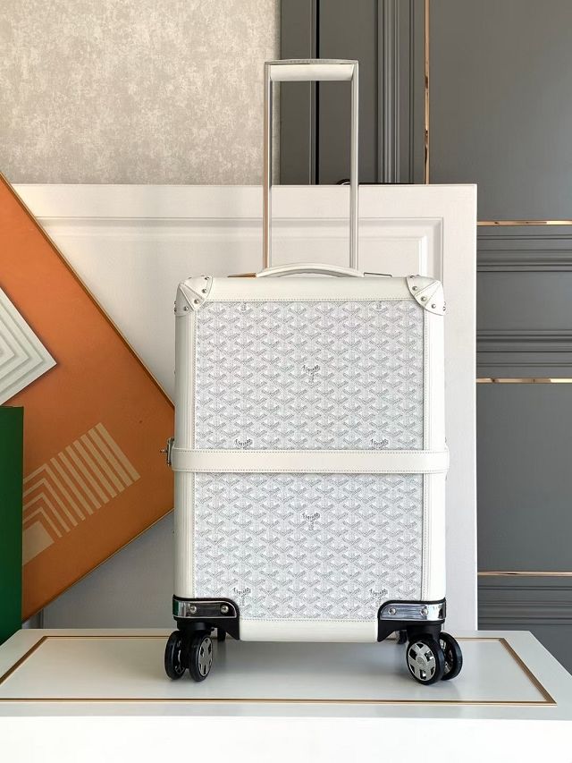 Goyard handmade original canvas&calfskin bourget trolley case GY0033 white