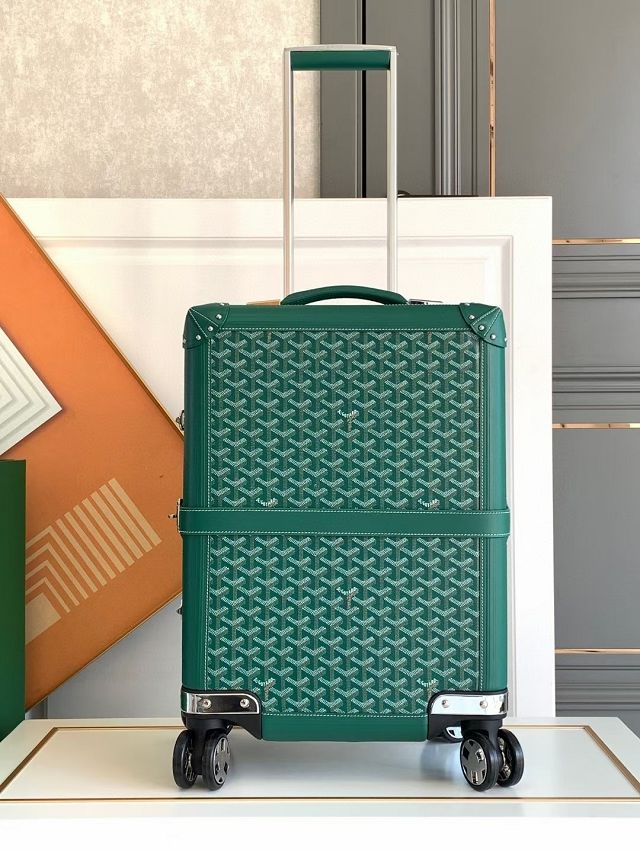 Goyard handmade original canvas&calfskin bourget trolley case GY0033 green
