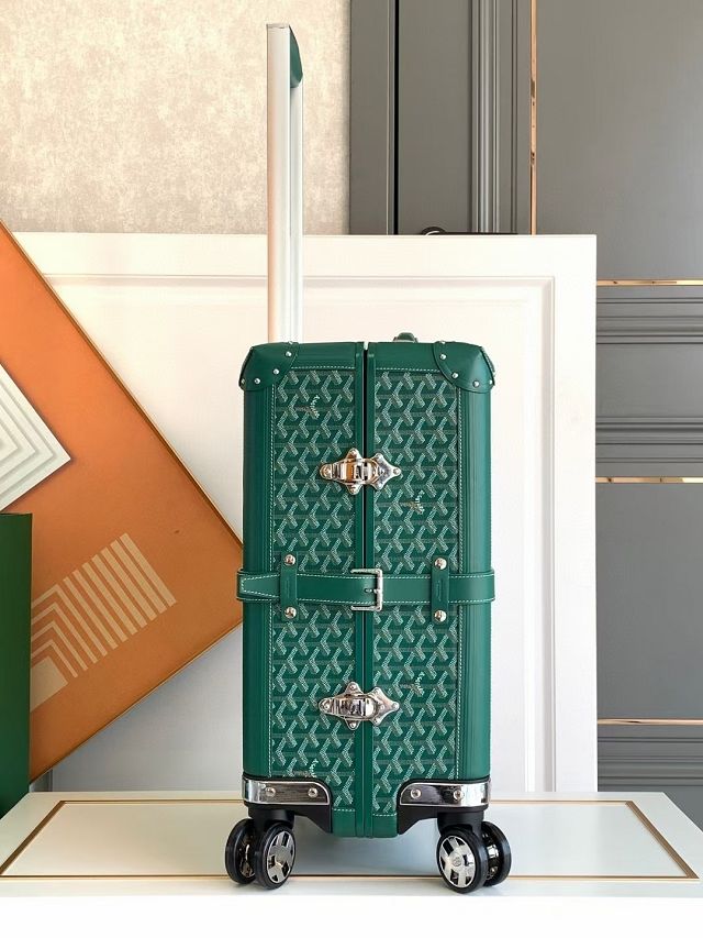 Goyard handmade original canvas&calfskin bourget trolley case GY0033 green