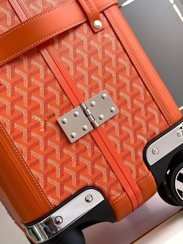 Goyard handmade original canvas&calfskin bourget trolley case GY0033 orange