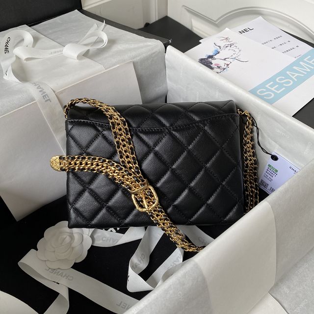 2023 CC original calfskin flap handbag AS3994 black