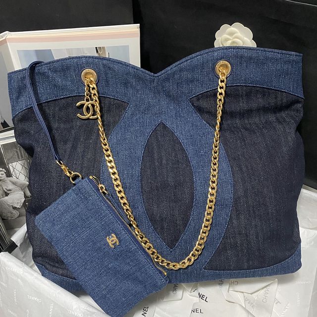 2023 CC original denim large shopping bag AS3857 black