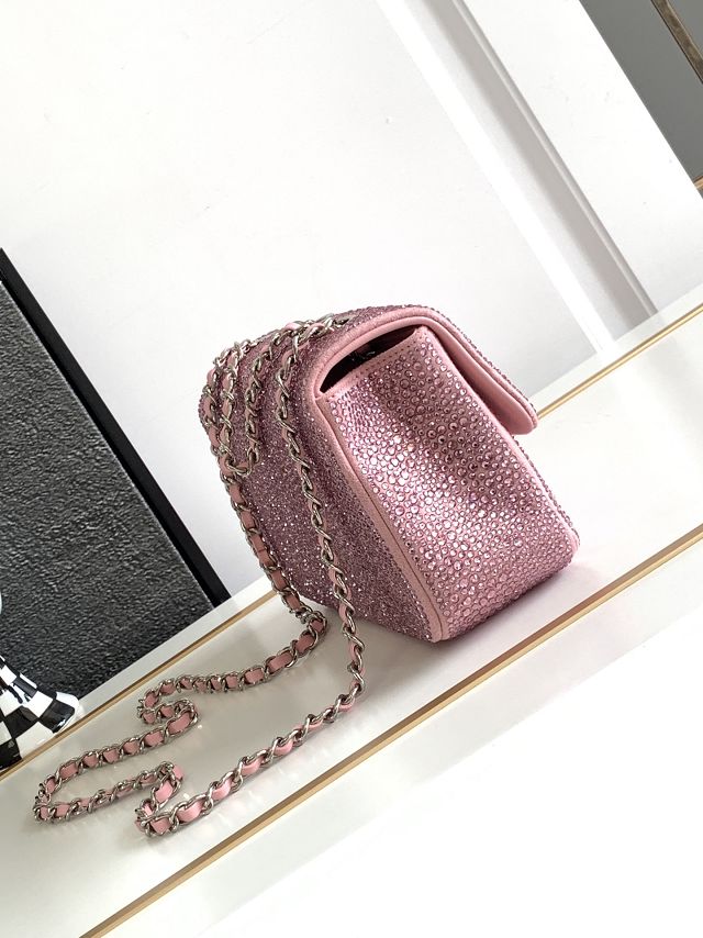 2023 CC original sequins mini flap bag AS3966 pink