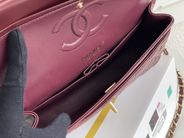 CC original lambskin medium flap bag A01112 burgundy