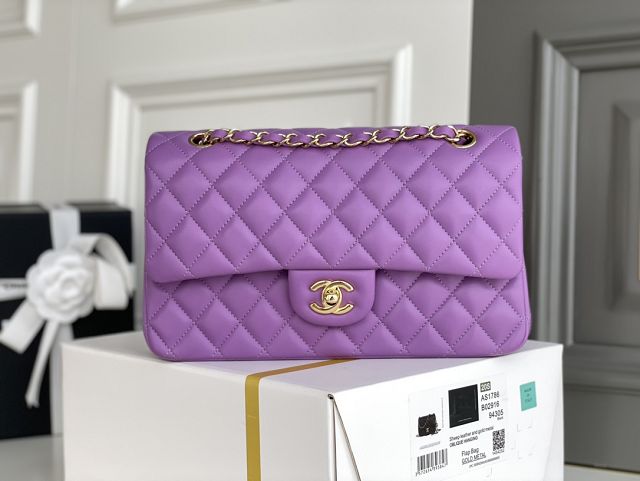 CC original lambskin medium flap bag A01112 purple