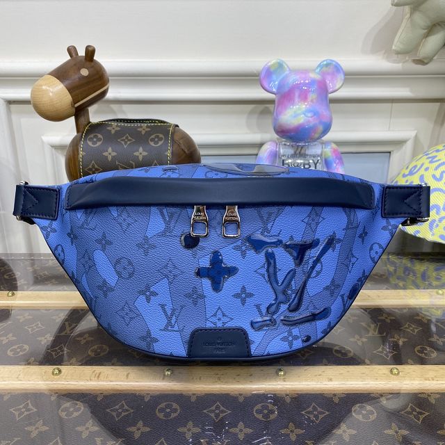 Louis vuitton original monogram canvas discovery bumbag M22576 blue