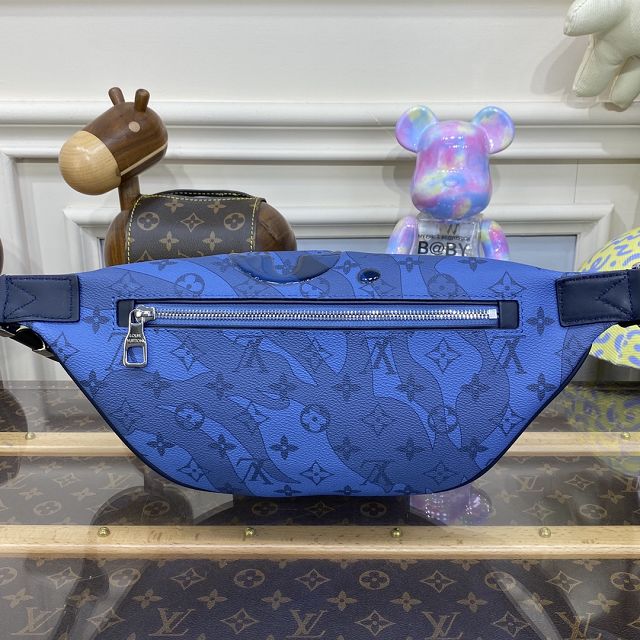 Louis vuitton original monogram canvas discovery bumbag M22576 blue