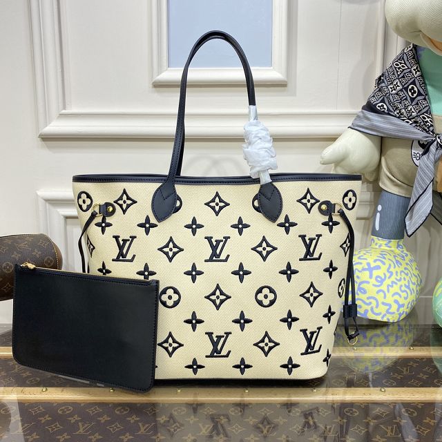 2023 Louis vuitton original lotus cotton neverfull MM M22838 black