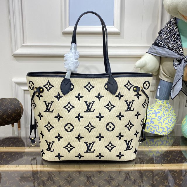 2023 Louis vuitton original lotus cotton neverfull MM M22838 black