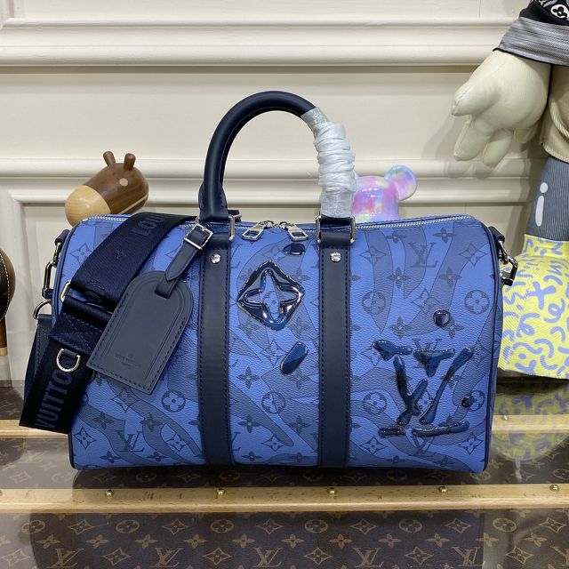 Louis vuitton original monogram canvas keepall 35 M22573 blue