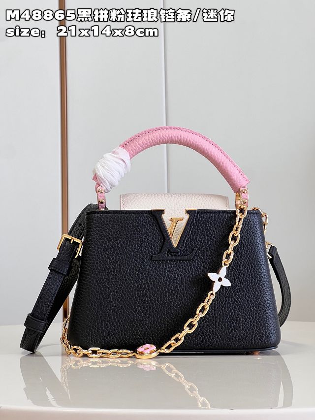 Louis vuitton original calfskin capucines mini handbag M22375 black