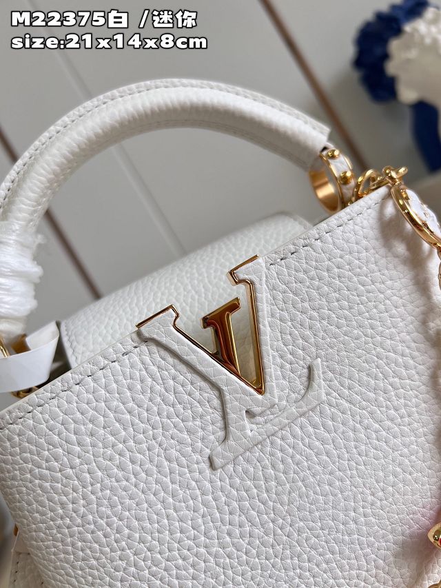 Louis vuitton original calfskin capucines mini handbag M22375 white