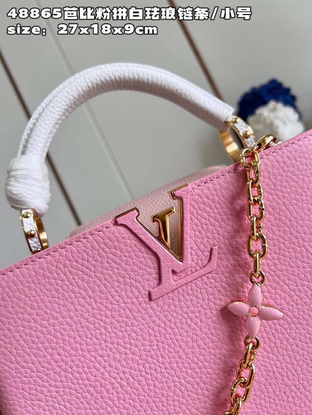Louis vuitton original calfskin capucines BB handbag M20815 pink
