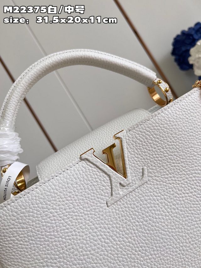 Louis vuitton original calfskin capucines MM handbag M22512 white
