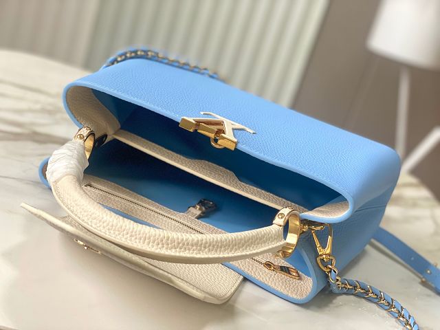Louis vuitton original calfskin capucines mm handbag M59516 sky blue