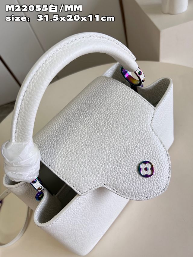 Louis vuitton original calfskin capucines mm handbag M59516 white