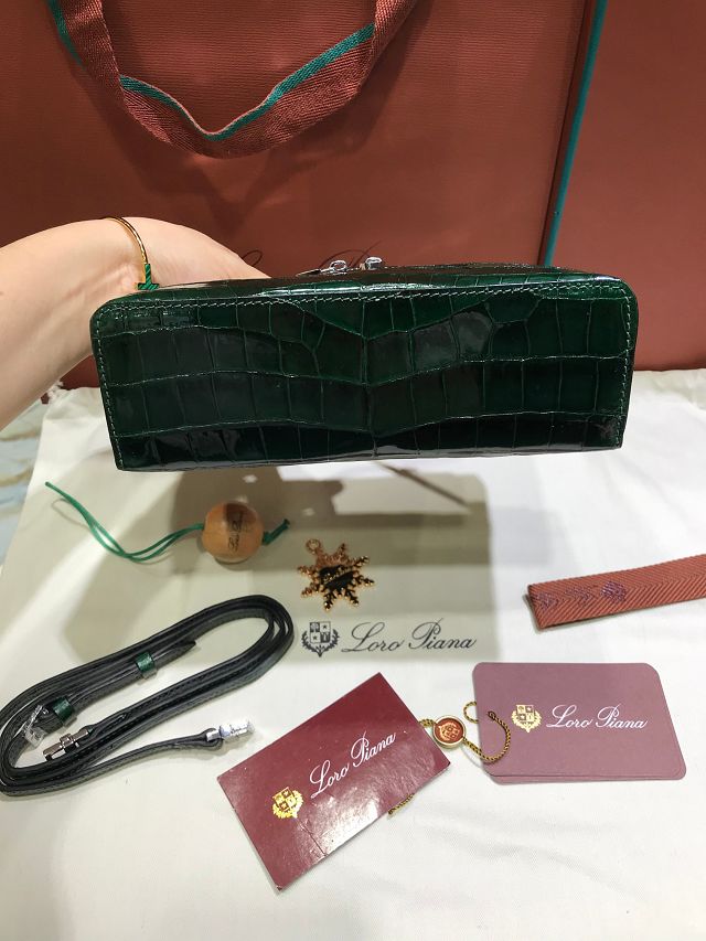 Loro Piana original crocodile leather extra pocket pouch FAN4199 green