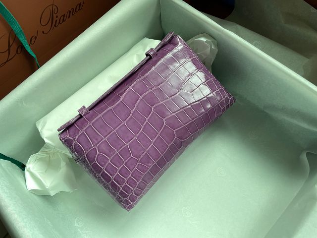 Loro Piana original crocodile leather extra pocket pouch FAN4199 purple