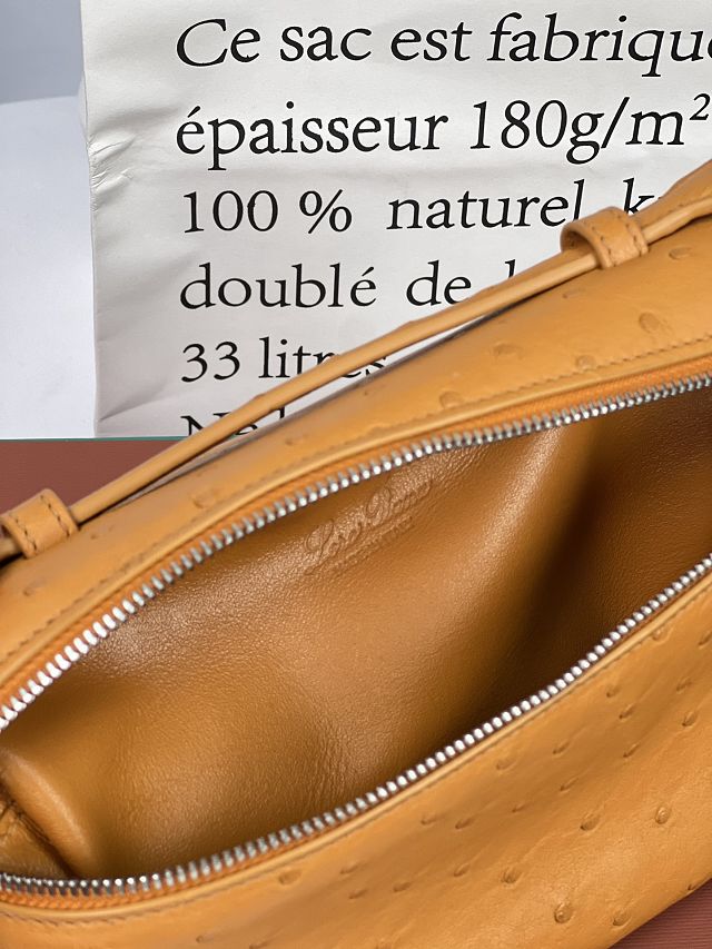Loro Piana original ostrich leather extra pocket pouch FAN4199 yellow